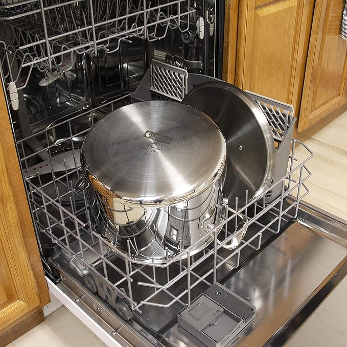 Camerons 20 Quart Stock Pot with Lid - Tri-ply 18/10 Professional Grade Induction Ready Stainless Steel Sauce Pot w/Handles - Stick Resistant Interior- Great for Cooking Thanksgiving Turkey Dinner