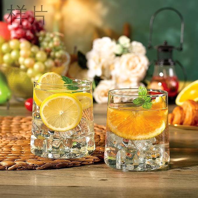 Joseph Sedgh Collection Clear Glass Tumbler Set of 4 – 16.5 oz Borosilicate Drinking Glasses – Durable, Lead-Free, Dishwasher Safe – Modern Water, Juice, Cocktail Glasses