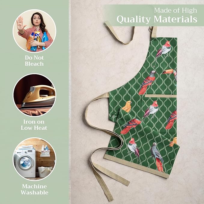 Maison d' Hermine 100% Cotton Apron for women with Pocket Kitchen Chef Apron for Men Cooking Gardening Server Waitress
