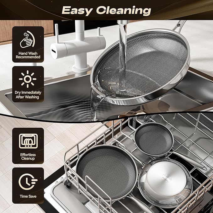 Hybrid Nonstick 9.5 Inch Frying Pan,Non Stick Frying Pan,PFAS PFOA PTFE Free,Stay-Cool Handle, Dishwasher-Friendly, Oven-Safe Up to 600°F, Induction Ready, Compatible with All Cooktops