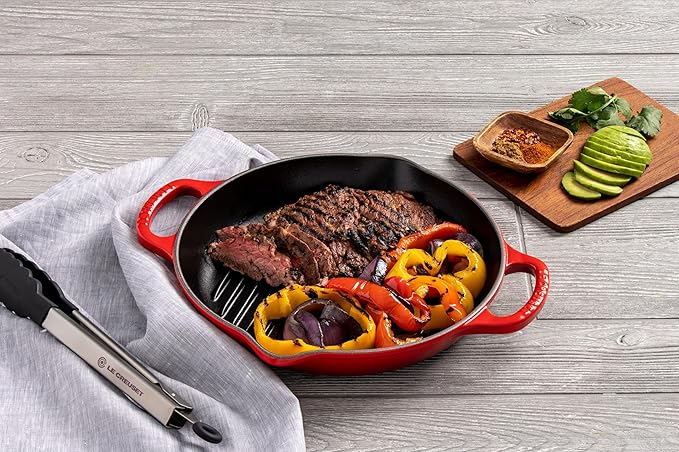 Le Creuset Enameled Cast Iron Signature Deep Round Grill, 9.75", Cerise