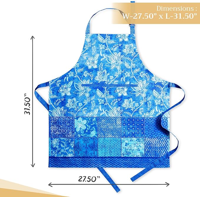 Maison d' Hermine 100% Cotton Apron for women with Pocket Kitchen Chef Apron for Men Cooking Gardening Server Waitress