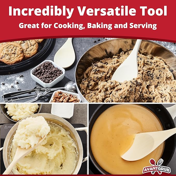 Pro Grade, Super Comfy Wooden Spoon, 1 Pc Set. Heavy Duty, Wood Spoons with Long Handles for Cooking, Baking, Stirring and Mixing in Restaurants or at Home. Best Kitchen Utensils for Nonstick Cookware