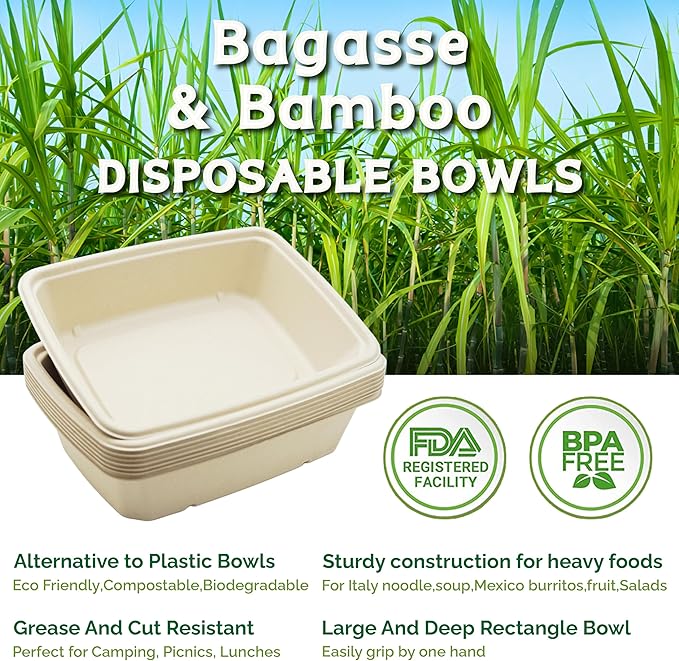 Homestockplus Paper Bowl 36 oz Disposable Bowls for Party - 50 Pack Heavy Duty Large Paper Bowls Disposable for Tacos, Salads, Pasta, Snacks, Burritos & More