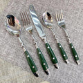 20 Pieces Green Gum Wood Handle Silverware Set for 4,Exquisite Ergonomic Flatware Set Food-Grade Stainless Steel Cutlery Set,Tableware Eating Utensils,Mirror Finished,Dishwasher Safe
