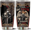 A Child of God Man of Faith Warrior of Chirst Jesus Tumbler 20oz Stainless Steel Cups with Lid Travel Mug Coffee Cup Christian Gifts For Men Dad Husband Grandpa Christmas Birthday Fathers Day