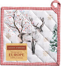Maison d' Hermine Pot Holders 100% Cotton Heat Resistant Potholders 8" x 8" Hot Pads with Loop for Thanksgiving Christmas Decorations BBQ Cooking Baking Handling Hot Pans (Pack of 1, Rural Christmas)