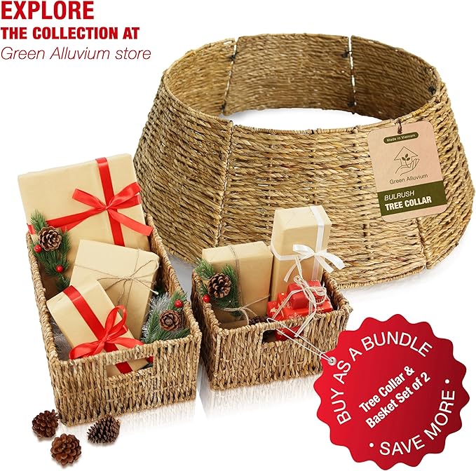 Wicker Basket Set – Stackable Storage Bins for Organizing Pantry & Kitchen – 1 Large Basket + 2 Small Baskets with Handle – Wicker Storage Baskets for Shelves & More