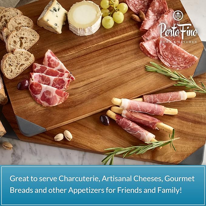 Wooden Cutting Board for Kitchen - Acacia Cutting Board with Juice Grooves - Cheese Tray - Wood Tray for Appetizer - Cheese Board - Charcuterie Board - House Warming Gifts - Birthday Gifts