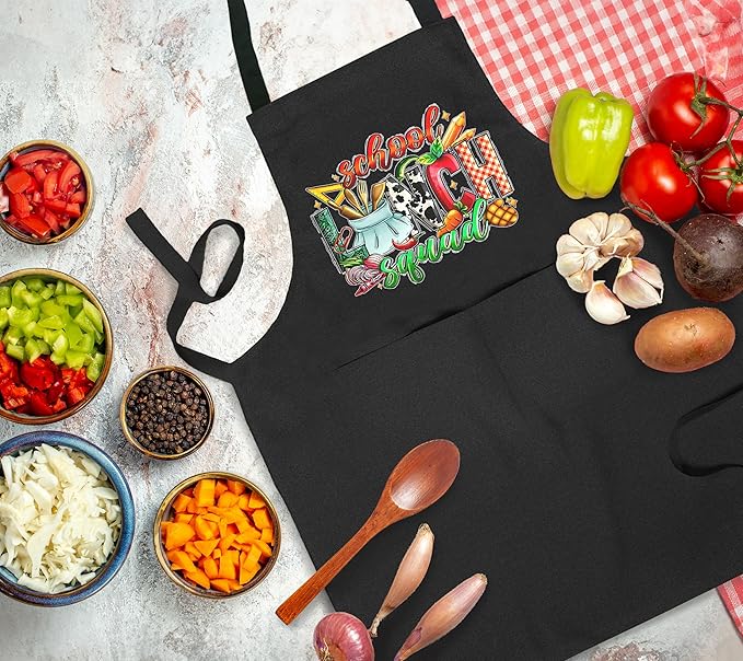 Funny Cafeteria Crew Aprons with Pockets, Cafeteria Worker Staff Appreciation Gifts
