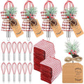 12 Sets Christmas Whisk Baking Supplies Gifts Sets Include Stainless Steel Whisk, Greeting Card, Snowfall Pine Branch, Plaid Towel, Rope for Xmas Neighbor Employee Stocking Stuffer Cooking (8 Inches)