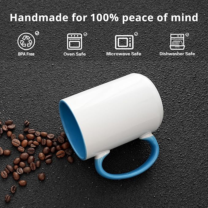 Ceramic 15oz Sublimation Coffee Mug, Turquoise, Case of 12