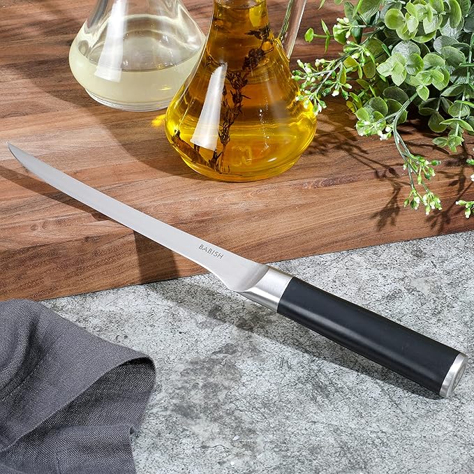 Babish 8-Inch Boning Knife – High-Carbon 1.4116 German Steel Kitchen Knife – Professional Cutlery for Precise Meat and Fish Deboning