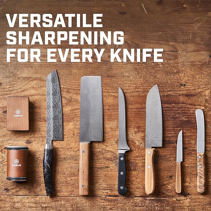 The Original Tumbler Rolling Knife Sharpener™ - Knife Sharpening Made Easy - Knife Sharpener Tool for Kitchen, Outdoor & Utility Knives - Kit Offers 15 & 20° Angles - Kitchen Gadgets & Gifts for Him