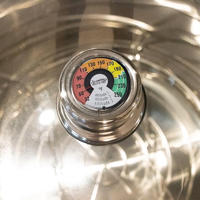 Lehman's 21.5-Quart Water Bath Canner with Pressure Gauge, Durable Stainless Steel Stockpot for Home Canning and Preserving, Black