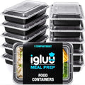 Igluu Meal Prep Containers Reusable (20 Pack) – Food Containers with Lids – Stackable, Microwave, Freezer & Dishwasher Safe – 28oz – 1 Compartment – BPA-Free