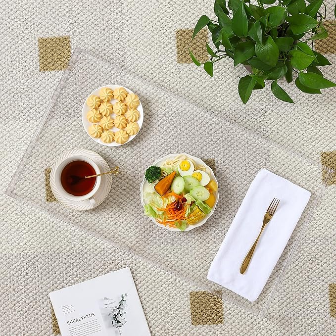 Acrylic Tray with Embedded Handle, 10x15 Inch, Clear