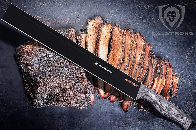 Dalstrong Slicing Knife - 12 inch - Delta Wolf Series Knife - Ultra-Thin & Zero Friction Blade - HC 9CR18MOV Steel - Black Titanium Nitride Coating - Carving Knife - G10 Camo Handle - Leather Sheath