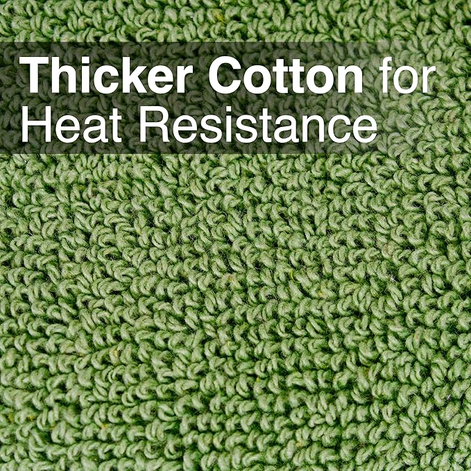 RITZ Terry Pocket Mitt & Hot Pad: Unparalleled Heat Resistant, Durable 100% Cotton – Ergonomically Designed for Optimal Grip – Easy-Care Machine Washable – 4-Pack, Cactus Green