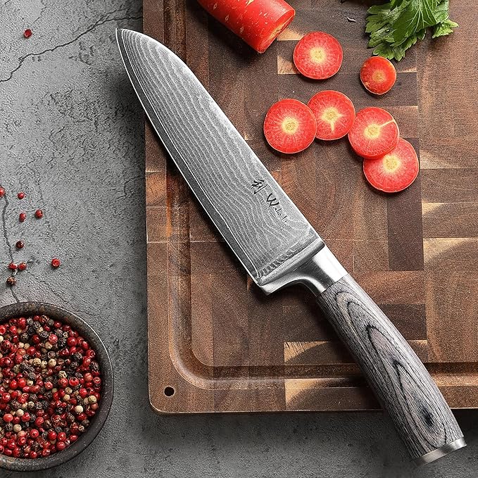 Wakoli EDIS 5-Piece Damascus Kitchen Knife Set – Professional Kitchen Knives with VG10 Core, 67-Layer Damascus Steel Blades and Ergonomic Pakkawood Handles – Premium Chef Knife Set in Wooden Gift Box