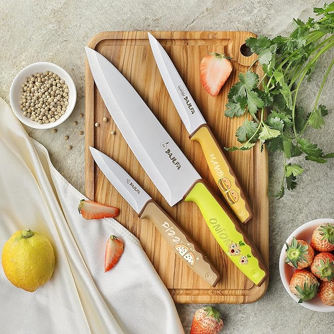 3PCS Kitchen Knives, Stainless Steel Knife Set With Sheath, 8 inch Chef, 4.5 inch Utility and 4 inch Paring Knife (Stylish Design)