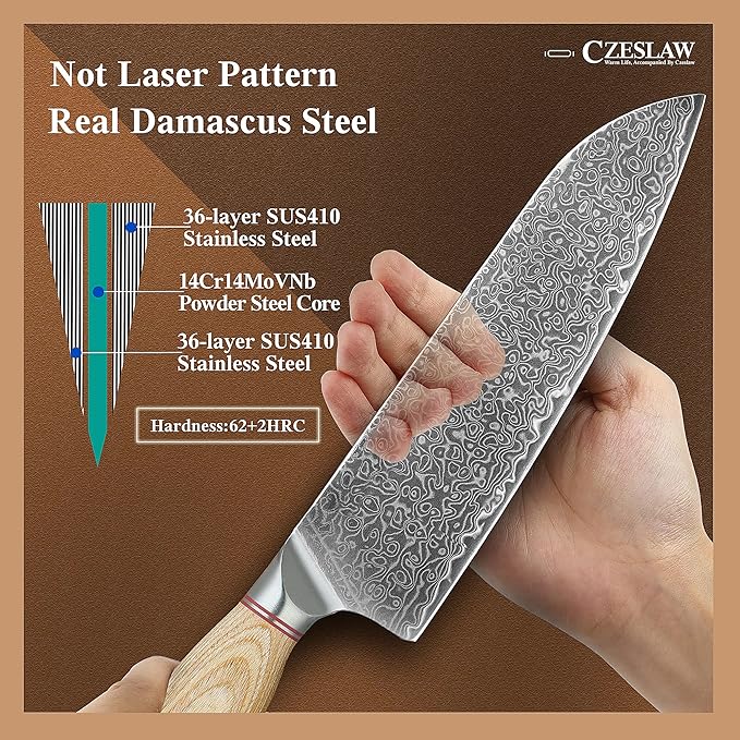 Chef Knife, Japanese Damascus Chefs Knife - kitchen knife, 8 Inch Professional Sharp Cooking Knife, Hand Forged Black Japanese Damascus Kitchen Knife, Full Tang, Ergonomic Maple Handle Design