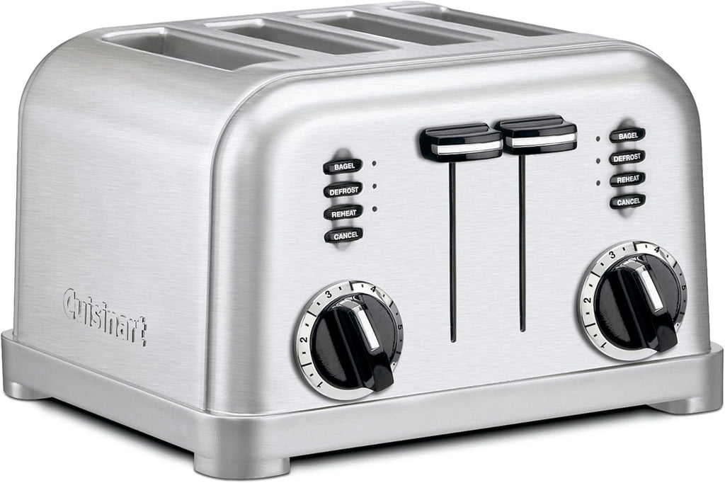 Cuisinart Toaster, Extra-Wide Slots, Stainless Steel, 4-Slice
Bagel, pastry & bread toaster with defrost/reheat functions, 6-setting browning dials & a slide-out crumb tray, CPT-180P1