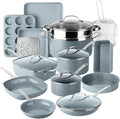 GRANITESTONE Ceraluxe 20 Pc Ceramic Cookware Set, Diamond Infused, Gray
Pots and Pans Non Stick, Deep Frying Pan & Bakeware Set, Non Toxic PFAS-Free, Stay Cool Handles, Oven & Dishwasher Safe