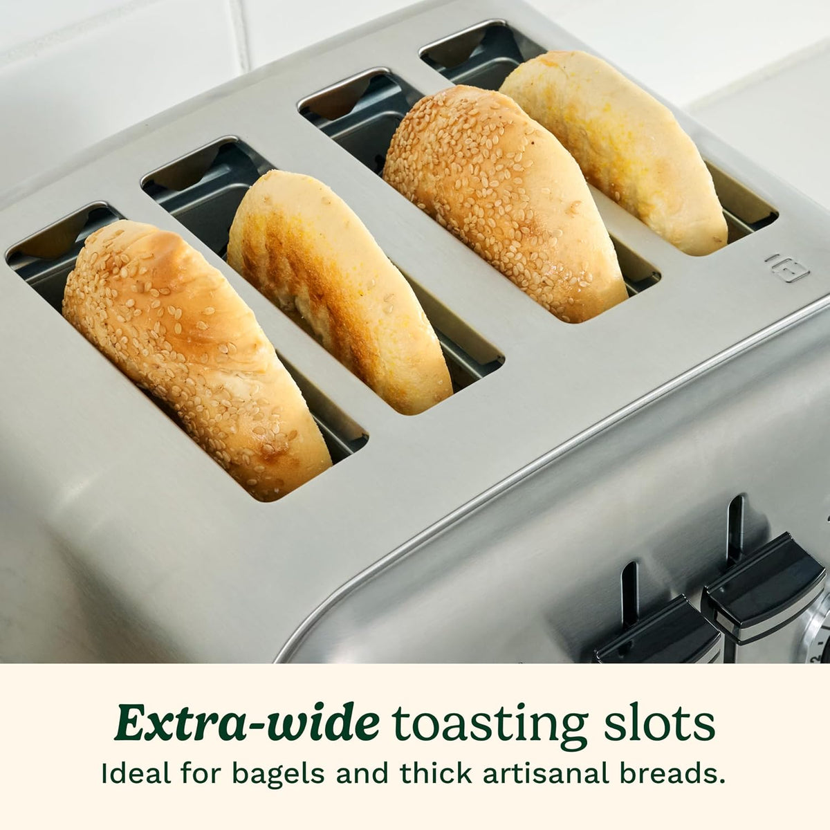 Cuisinart Toaster, Extra-Wide Slots, Stainless Steel, 4-Slice
Bagel, pastry & bread toaster with defrost/reheat functions, 6-setting browning dials & a slide-out crumb tray, CPT-180P1