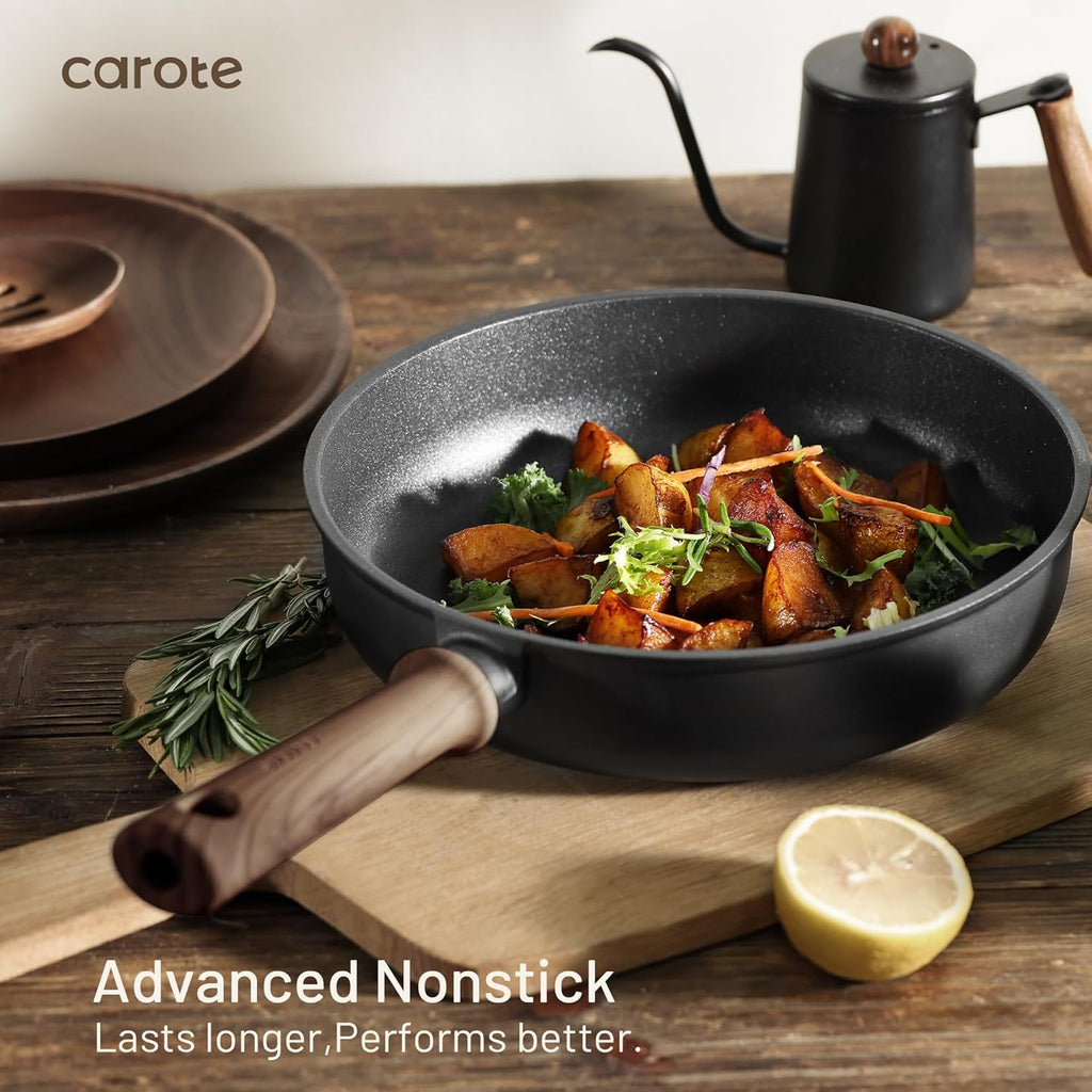 CAROTE 21pcs Pots and Pans Set, Nonstick Cookware Sets
Titanium Reinforced Coating, Scratch-Resistant, Easy to Clean, Even Heating, Induction Compatible, with Frying Pans Set