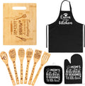 Mom Kitchen Gifts Mothers Day Gifts for Mom from Daughter, Mom Birthday Gift Ideas with Cutting Board Wooden Spoons Aprons Oven Mitts Pot Holder for Cooking