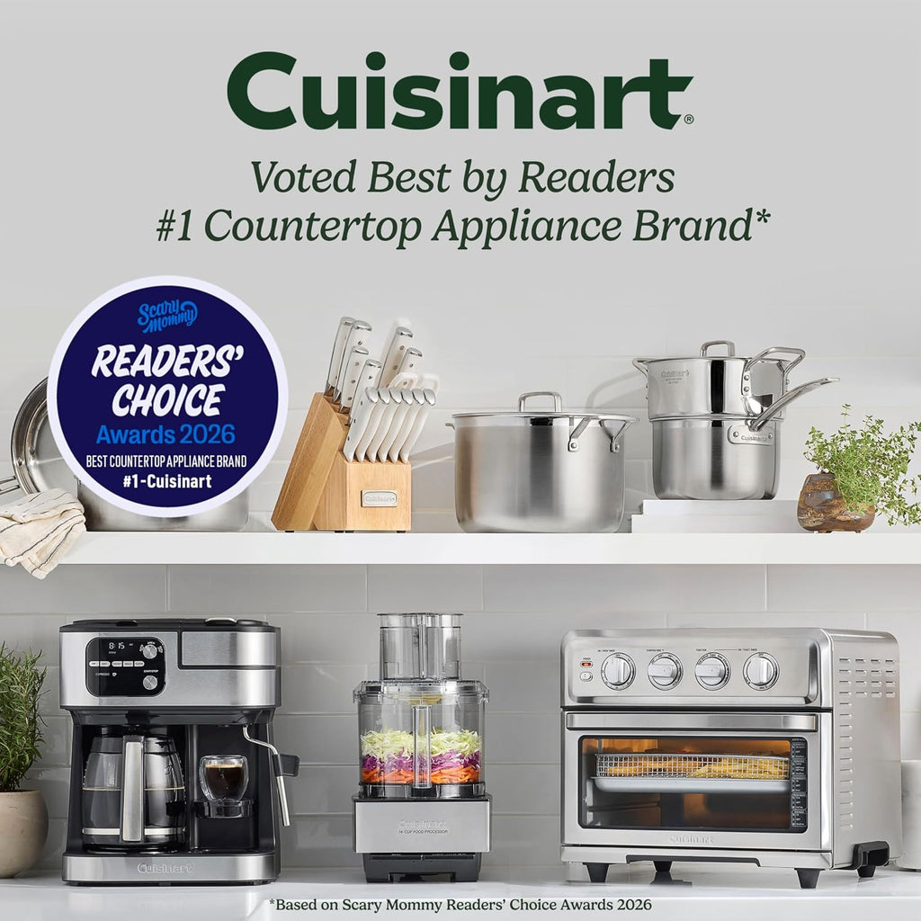 Cuisinart Toaster, Extra-Wide Slots, Stainless Steel, 4-Slice
Bagel, pastry & bread toaster with defrost/reheat functions, 6-setting browning dials & a slide-out crumb tray, CPT-180P1