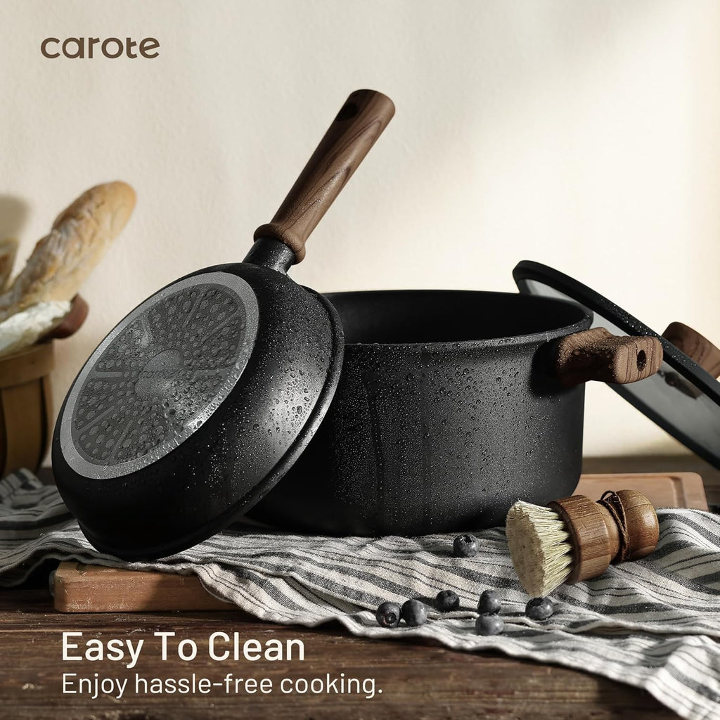 CAROTE 21pcs Pots and Pans Set, Nonstick Cookware Sets
Titanium Reinforced Coating, Scratch-Resistant, Easy to Clean, Even Heating, Induction Compatible, with Frying Pans Set