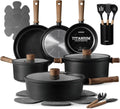 CAROTE 21pcs Pots and Pans Set, Nonstick Cookware Sets
Titanium Reinforced Coating, Scratch-Resistant, Easy to Clean, Even Heating, Induction Compatible, with Frying Pans Set